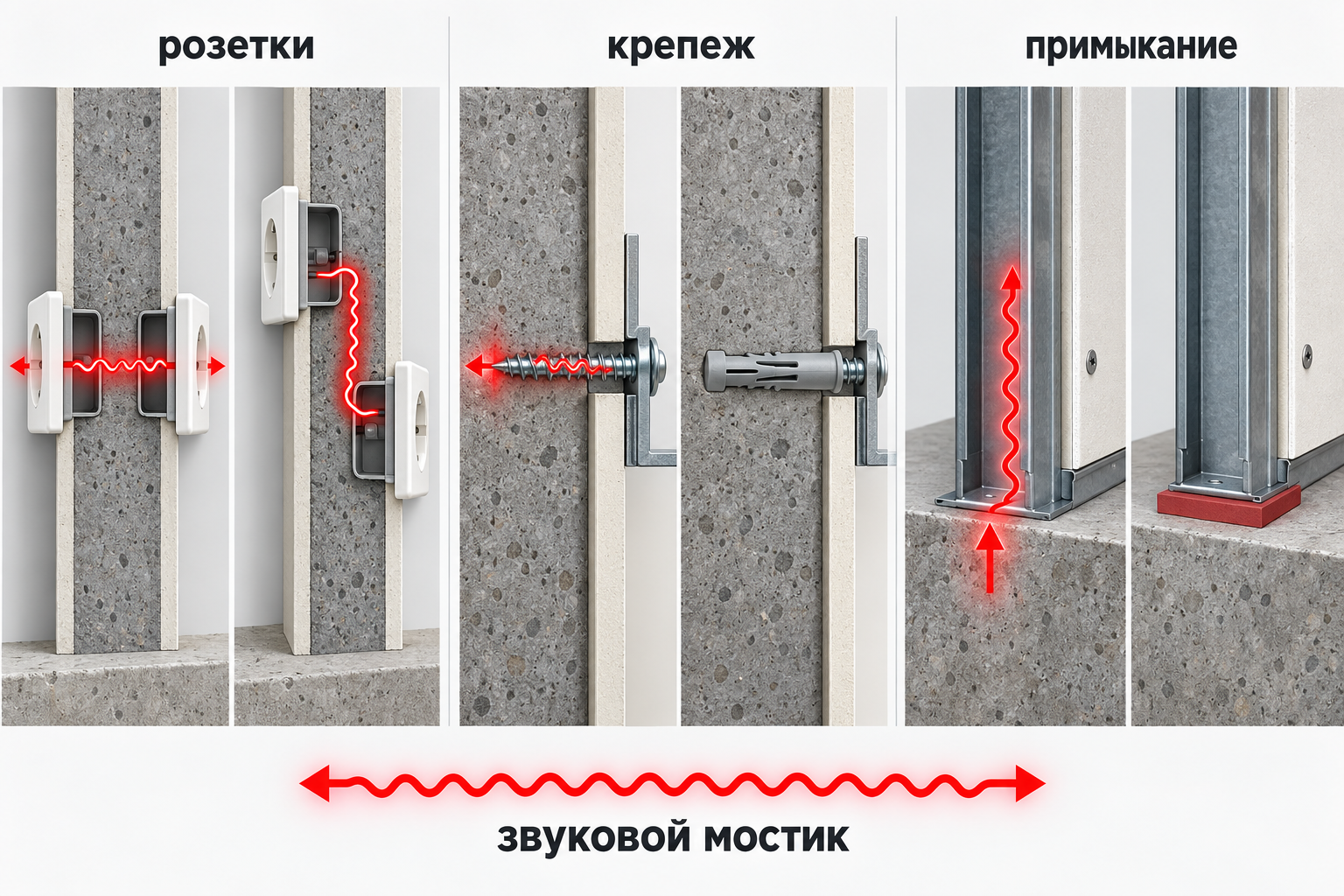 Звуковые мостики при монтаже шумоизоляции