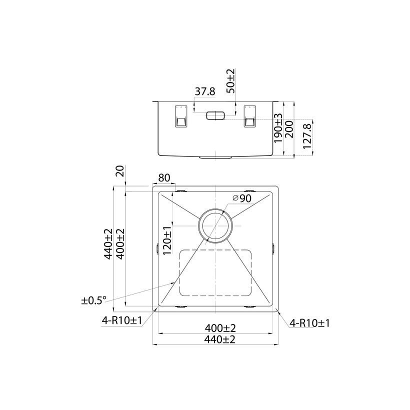 Мойка IDDIS 440*440 Edifice квадратная EDI44G0i77 графит - фото 3