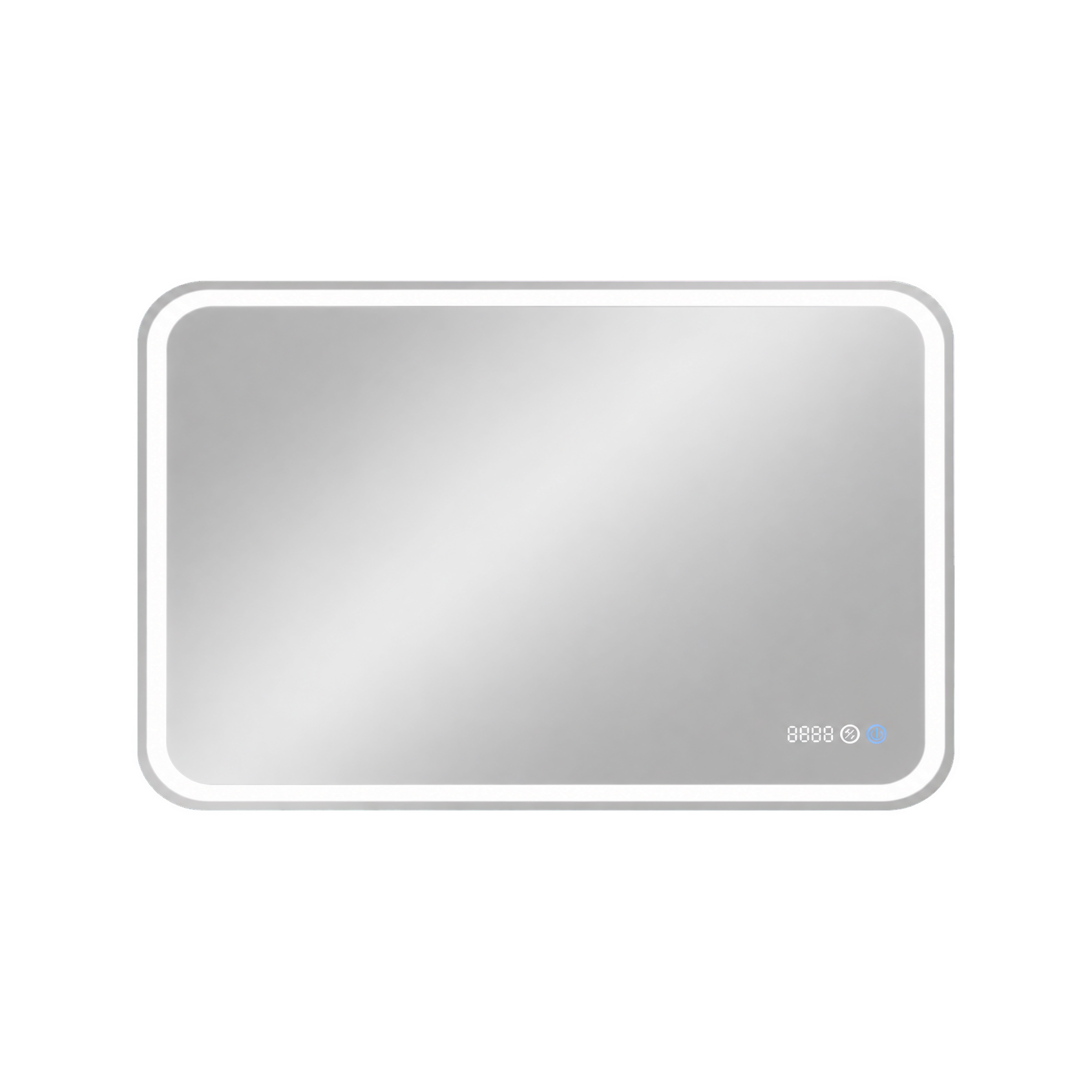 Зеркало CONTINENT Russo Led 100*70 с подсветкой, сенсорным включателем, антизапотеванием, часами ЗЛП3043