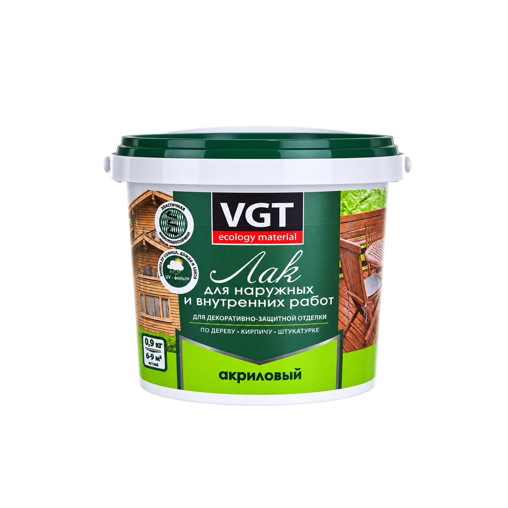 Лак акриловый VGT глянцевый бесцветный, 0,9 кг