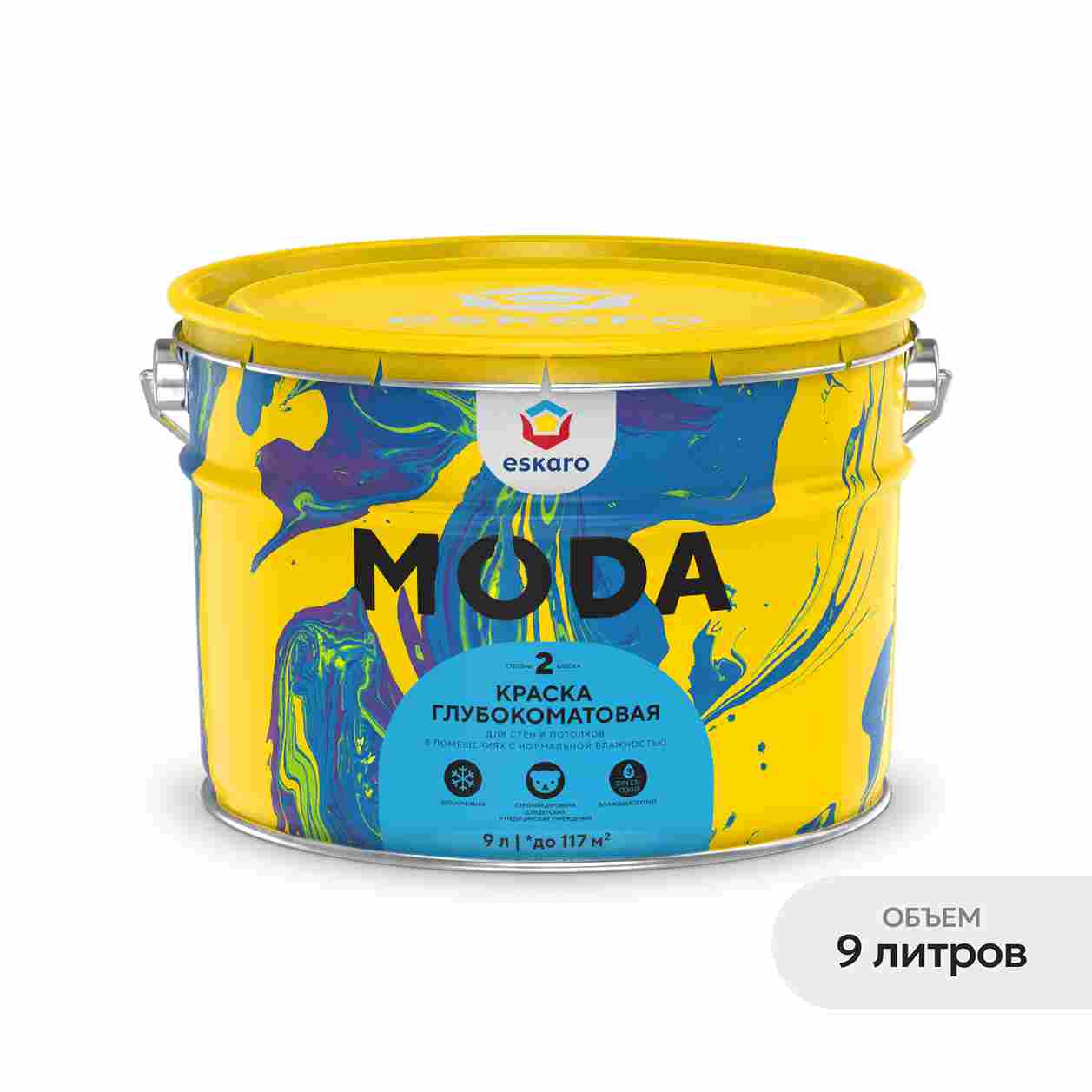Краска глубокоматовая Eskaro MODA 2, база TR, 9 л, 13,8 кг