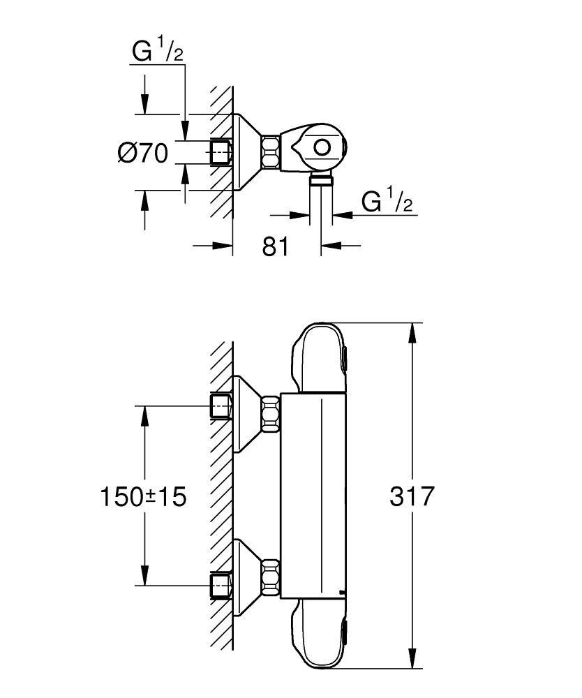 Смеситель для душевой кабины GROHE GROHTHERM 1000 34143003 - фото 2