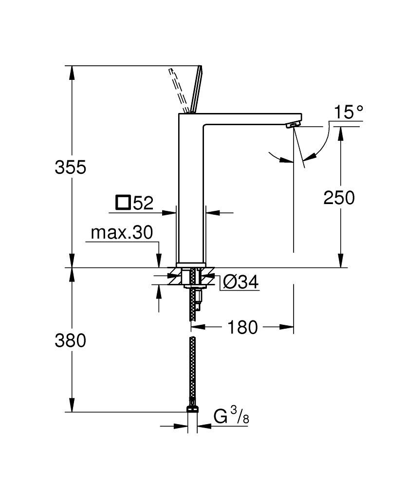 Смеситель для умывальника GROHE EUROCUBE JOY 3/8 23661000 - фото 2