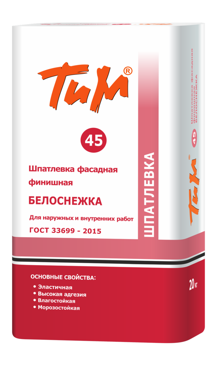 ТИМ Шпатлевка фасадная финишная белоснежная No45 20 кг