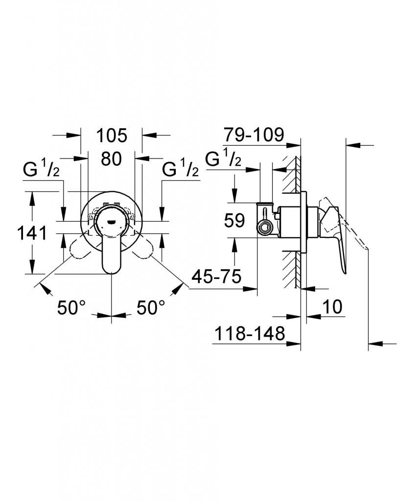 Комплект верхней монтажной части GROHE BAU EDGE 29040000 - фото 2