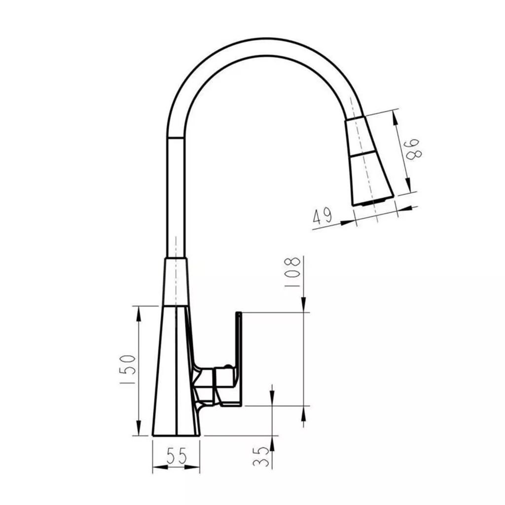 Смеситель для мойки HAIBA HB73823 серый, хром гибкий излив 1/2 - фото 2