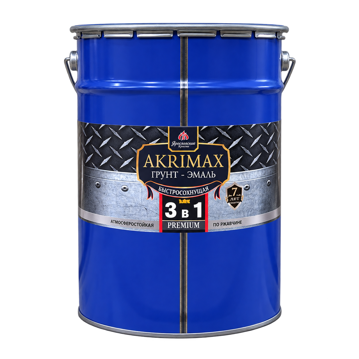 Грунт-эмаль по ржавчине 3 в 1 быстросохнущая матовая Akrimax 25 кг (белая)