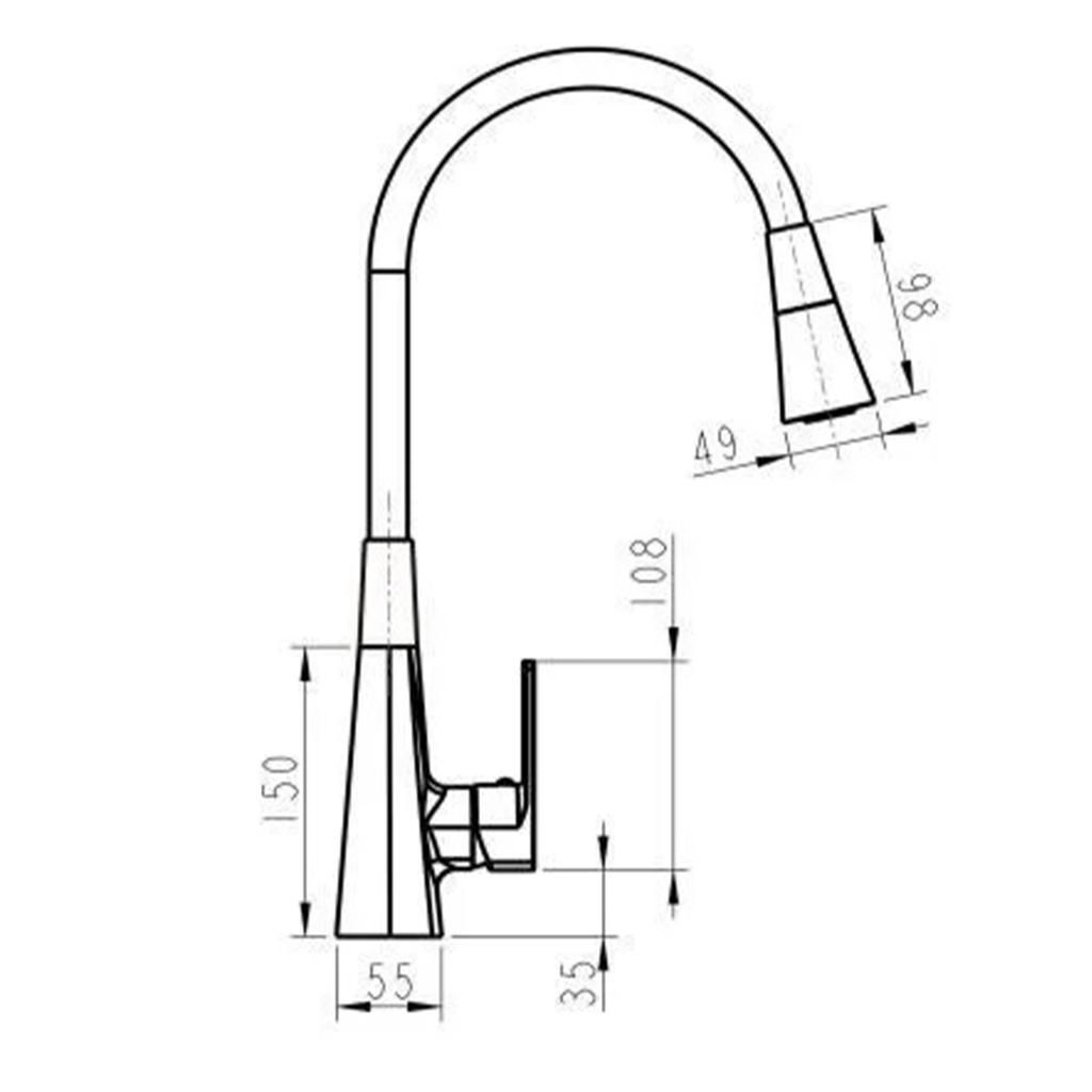 Смеситель для мойки HAIBA HB73823-7 черный, гибкий излив 1/2 - фото 2