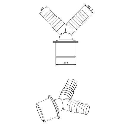 Переходник Супримпласт для сливного шланга V-образный 20х23х40 белый - фото 2