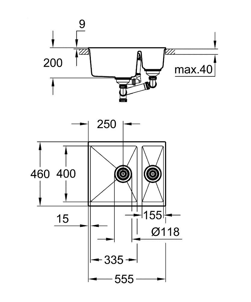 Мойка GROHE 500 K500 60-C 55.5/46 1.5 31648AP0 - фото 2