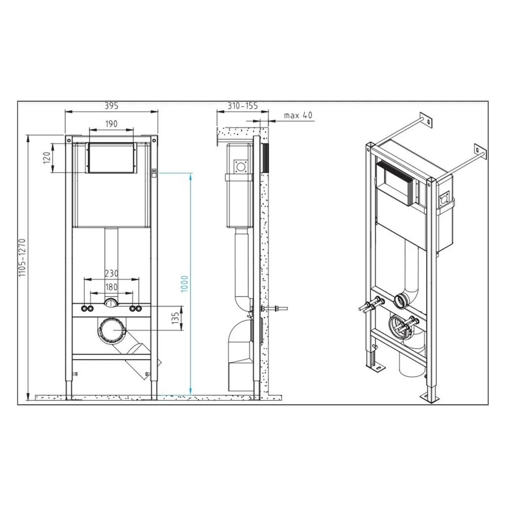 Монтажная система CERSANIT VECTOR 40 для унитаза и с кнопкой PILOT - фото 3