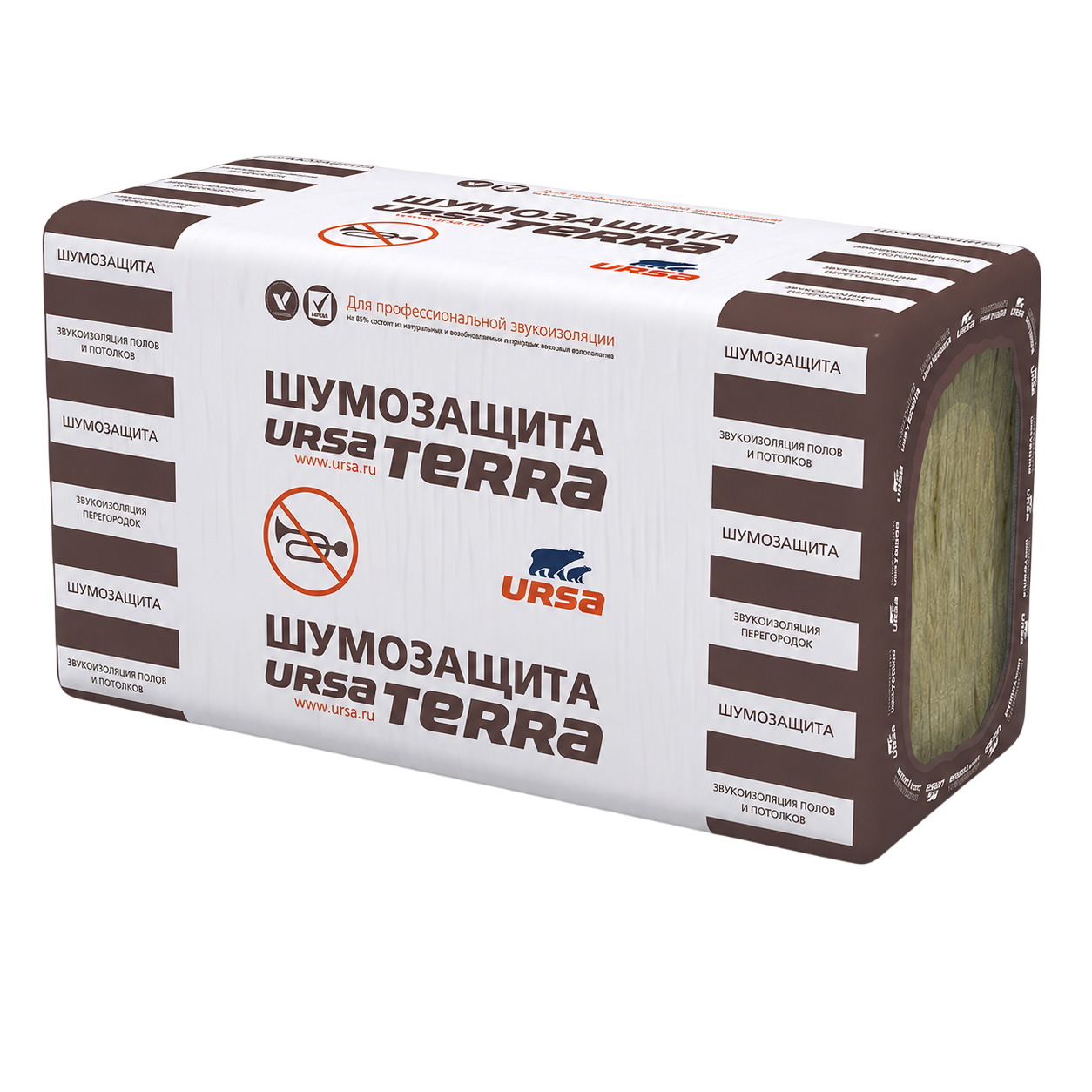 Утеплитель URSA (ТН СВ) Terra 34 PRO PN Шумозащита 1250*610*50 мм 10 плит