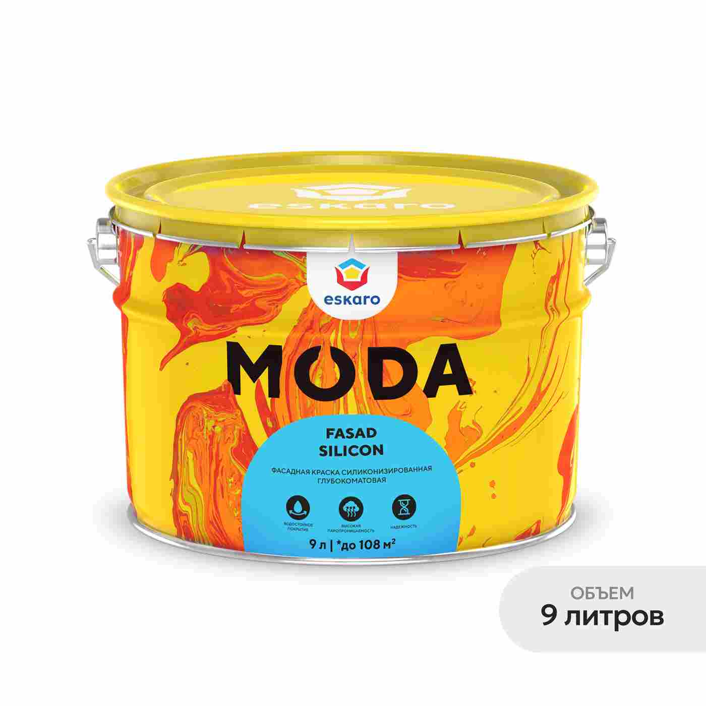 Фасадная краска силиконизированная глубокоматовая Eskaro MODA Fasad Silicon база TR 9 л