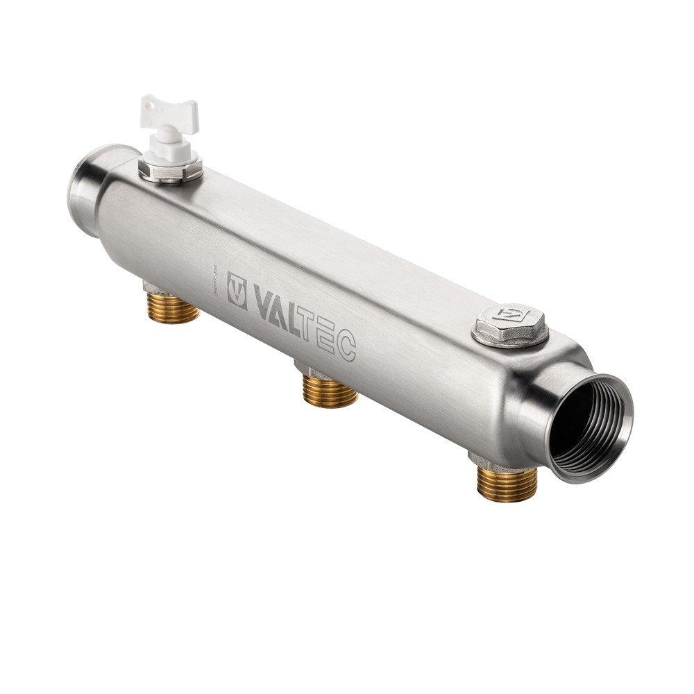 Коллектор распределительный VALTEC нержавеющая сталь, 4 выхода 1 1/2"x3/4", шаг 100 мм
