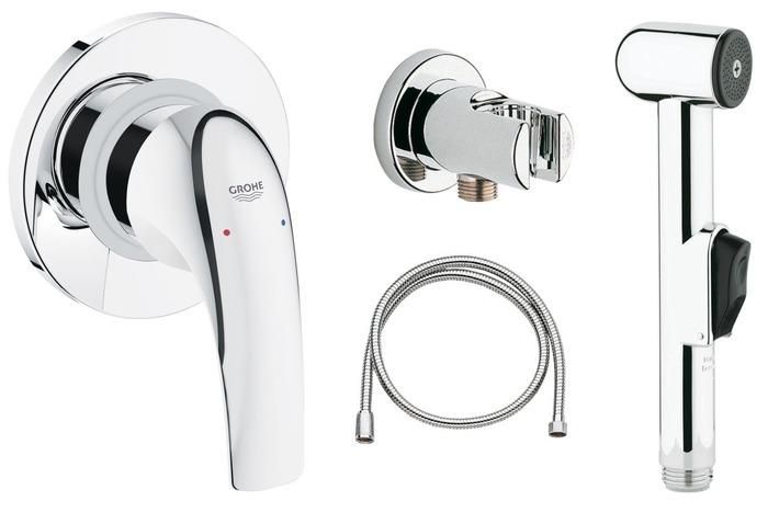 Комплект смеситель с гигиеническим душем GROHE BAU CURVE 123072