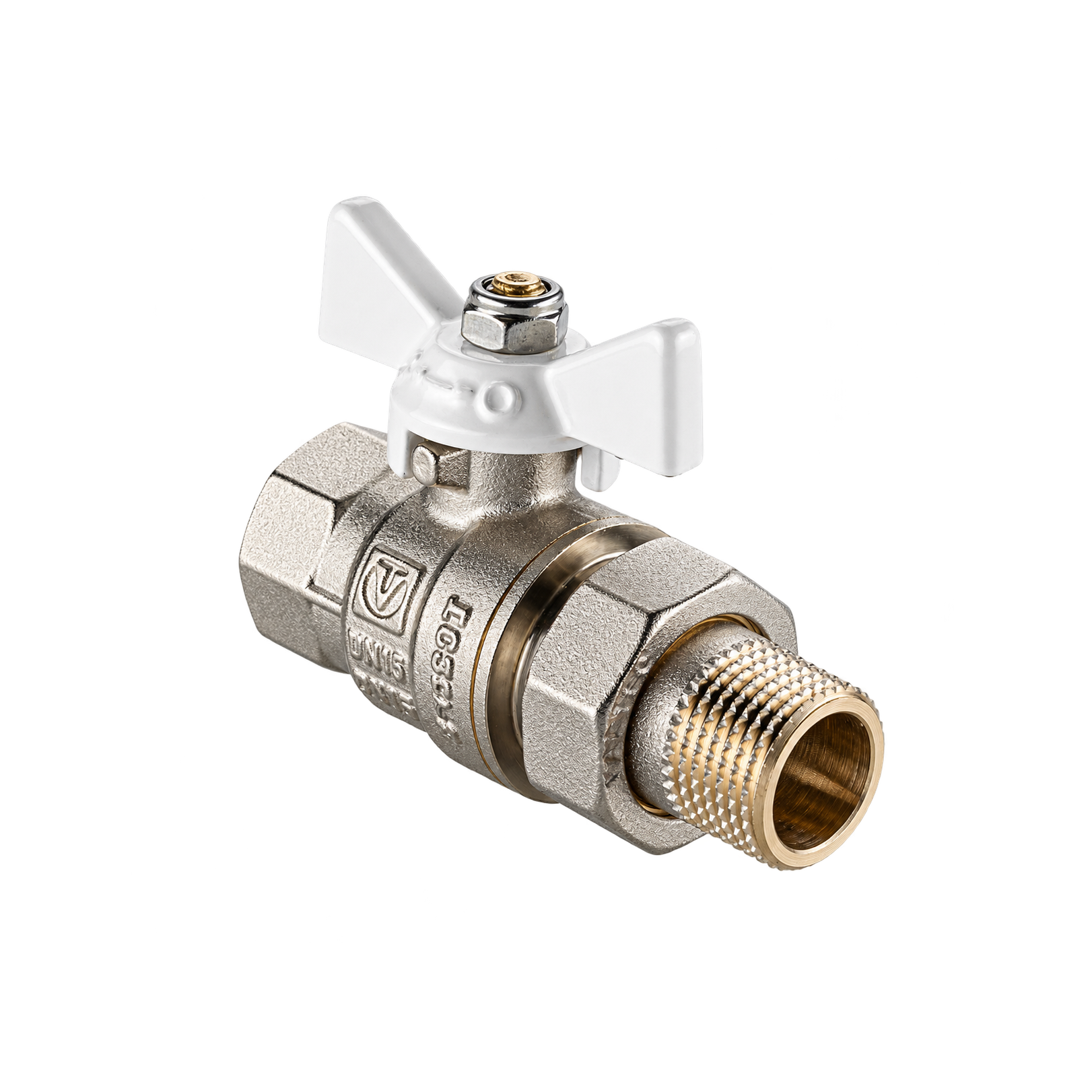 Кран шаровой Valtec BASE-ГОСТ американка 1/2", белая ручка, DN15, PN40