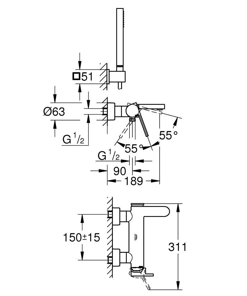 Смеситель для ванны GROHE PLUS 33547003 - фото 3