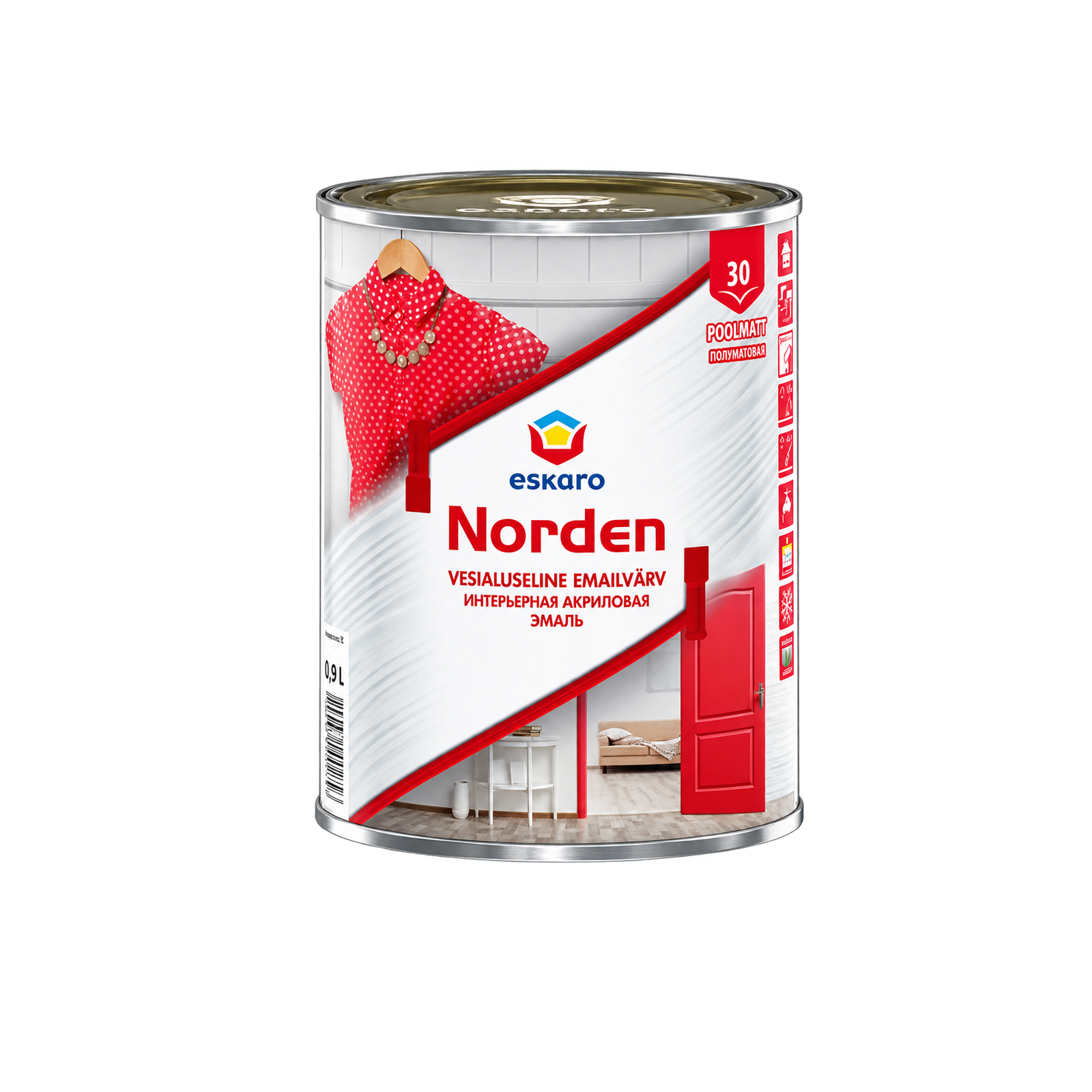 Эмаль Eskaro Norden 30 полуматовая износостойкая 0,9 л
