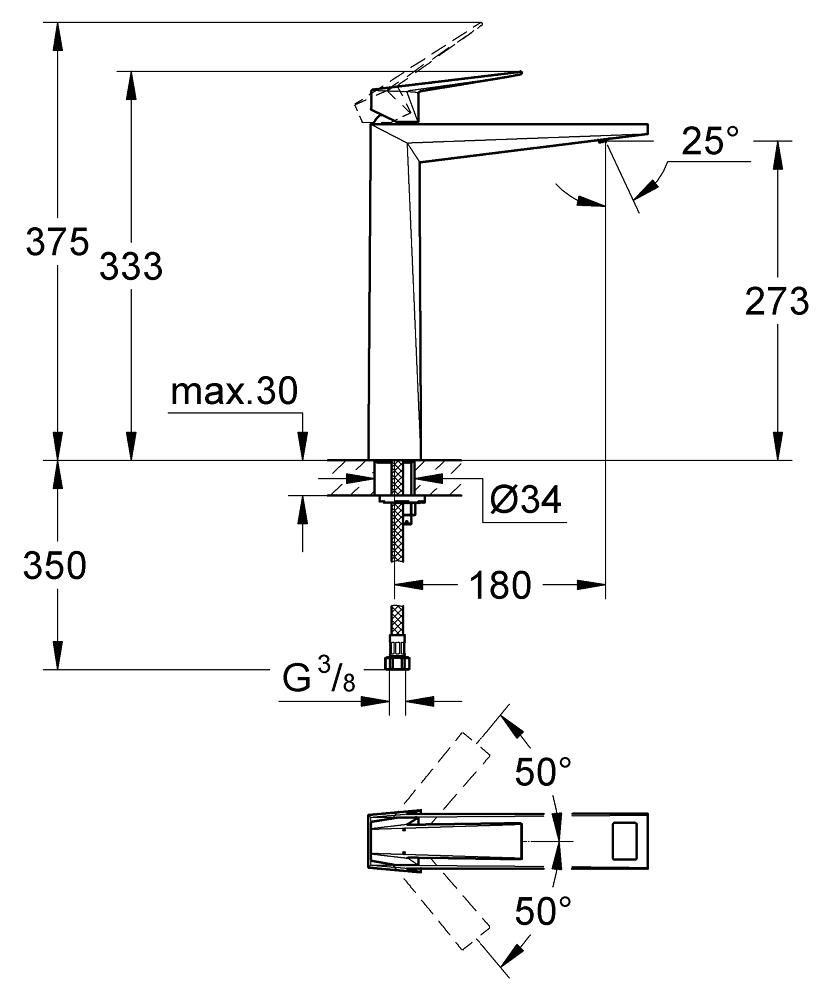 Смеситель для умывальника GROHE ALLURE BRILLIANT 3/8 23114000 - фото 2