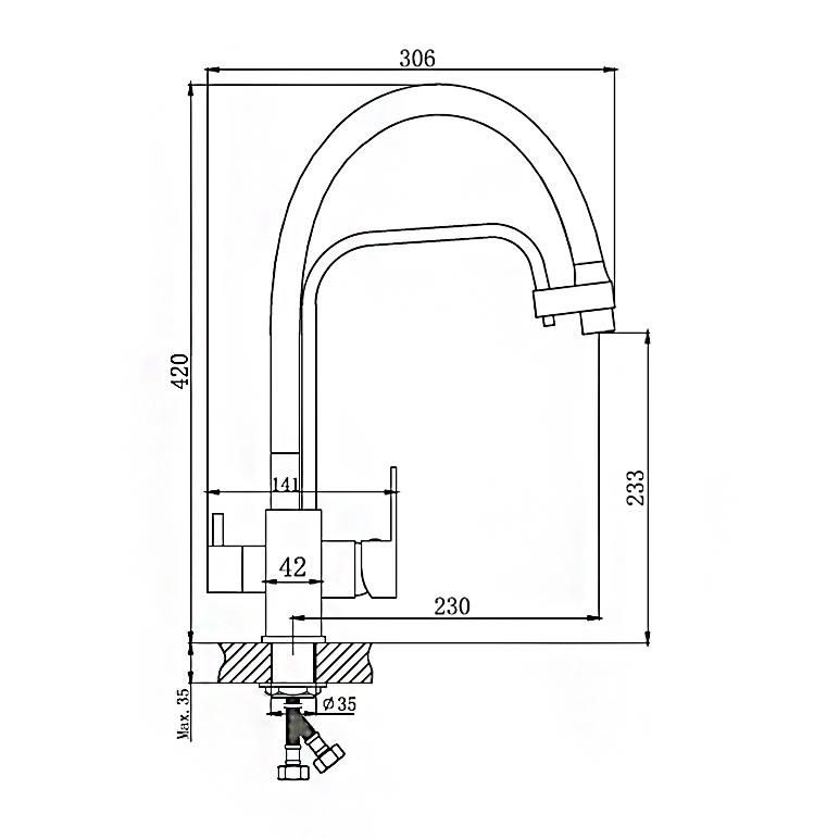 Смеситель для мойки HAIBA HB76857 черный, с каналом для фильтра 1/2 - фото 2