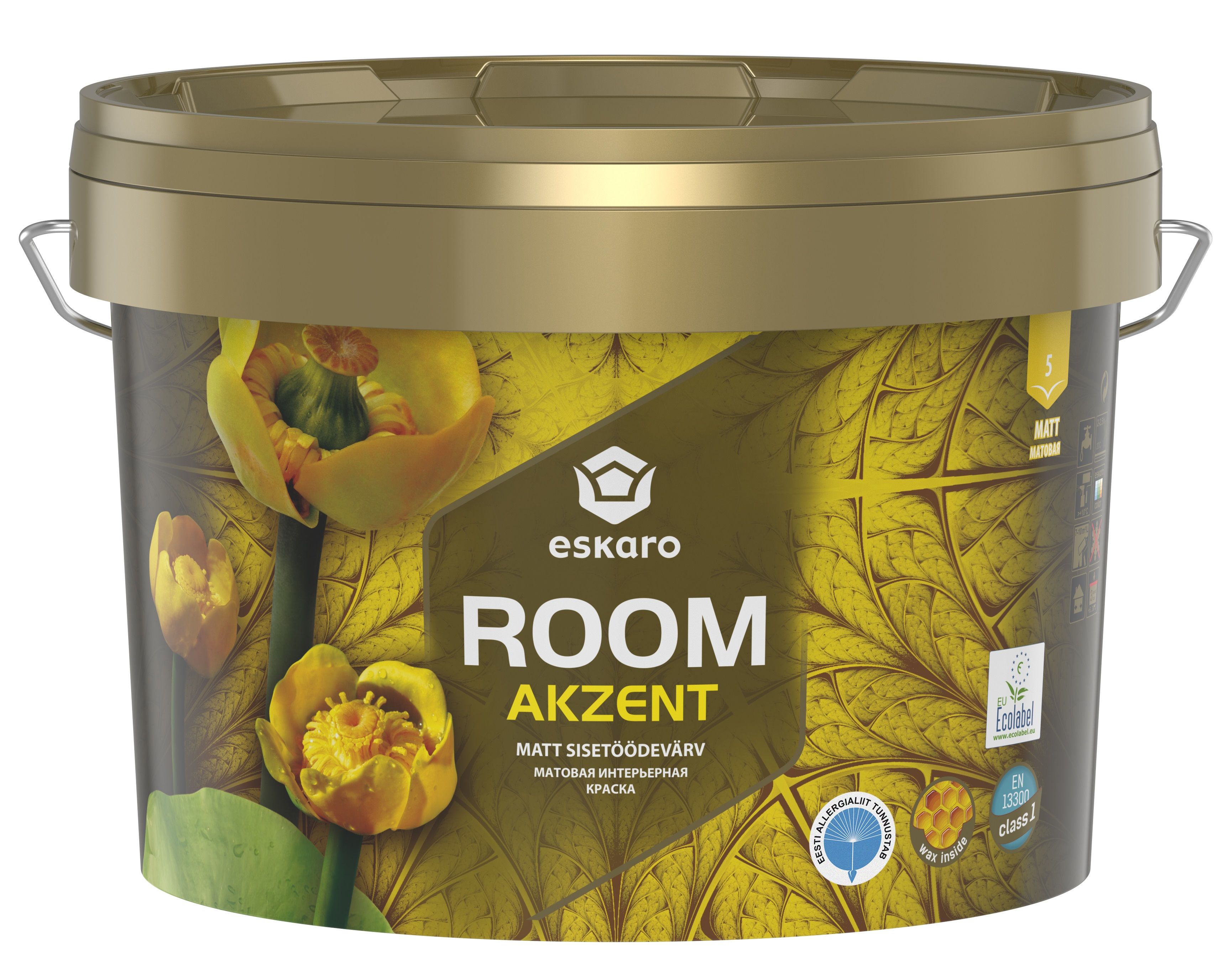 Матовая интерьерная краска для стен и потолков Eskaro Akzent Room база TR 2,7 л