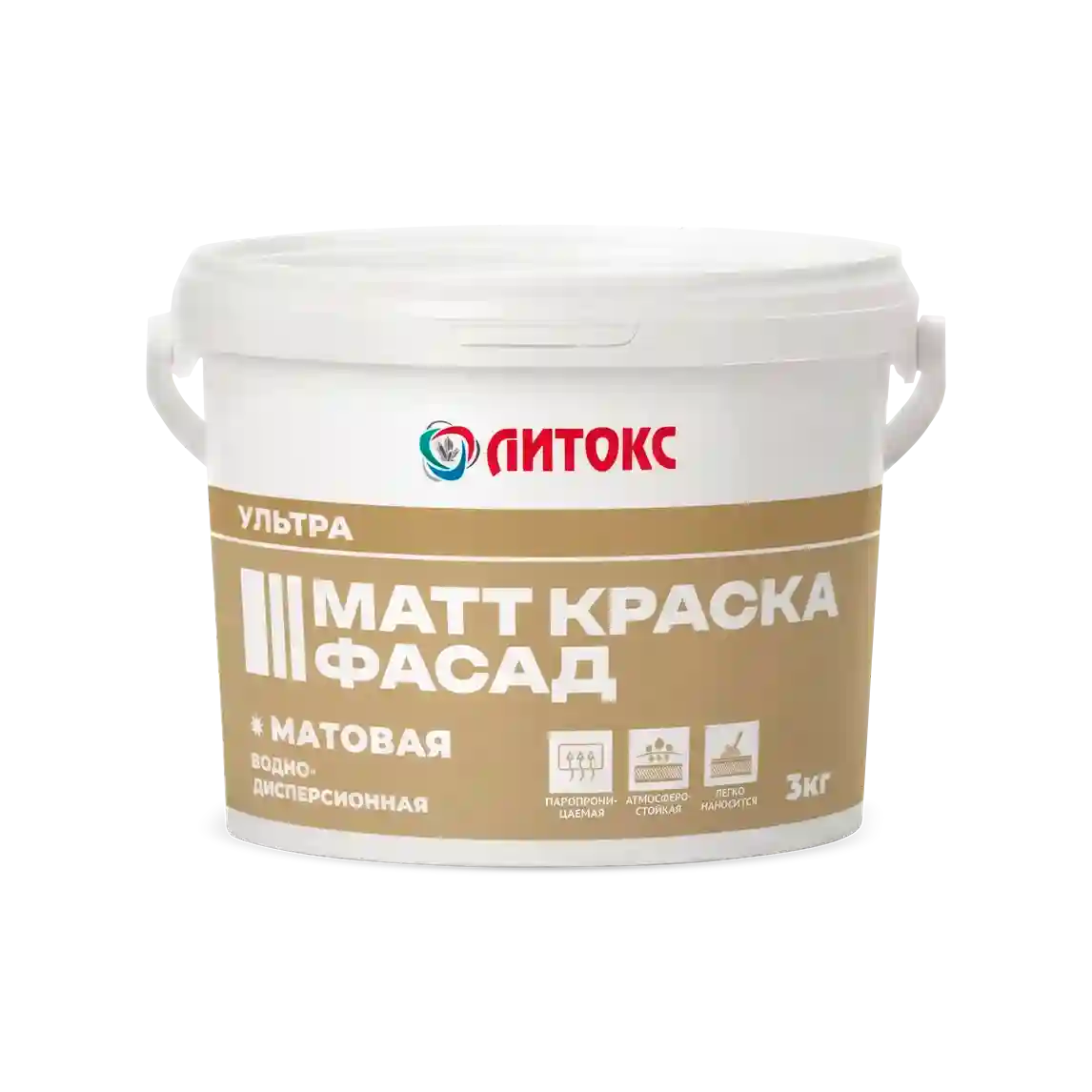 Краска фасадная ЛИТОКС Ультра матовая 3 кг (120 шт)