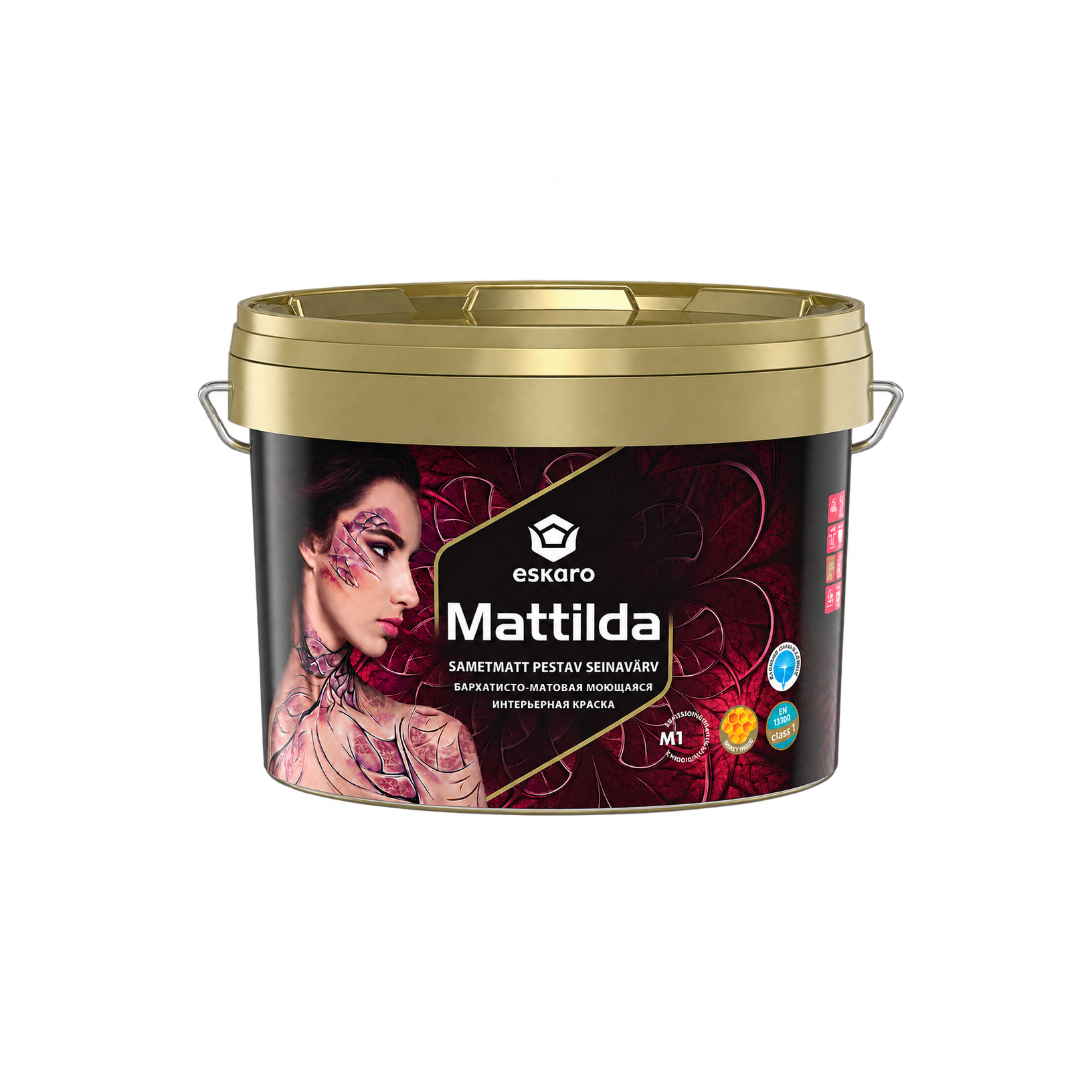 Бархатисто-матовая моющаяся интерьерная краска Eskaro Mattilda, База А белая, 2,85 л