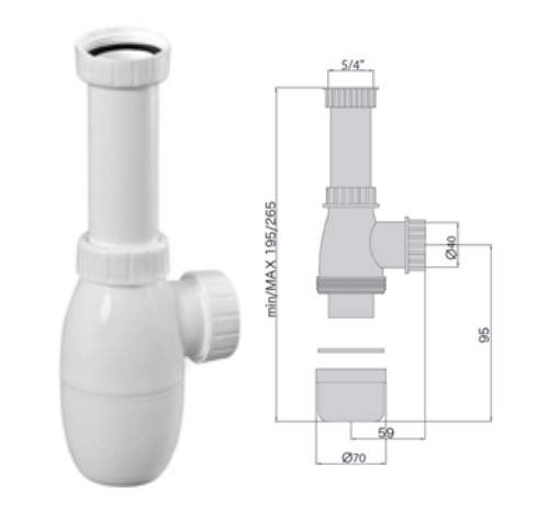 Сифон для мойки с накидной гайкой 6/4", M0437