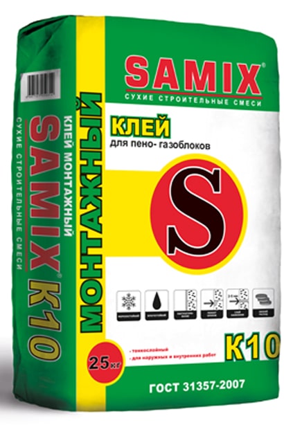 SAMIX К 10 Клей монтажный для пено-газоблоков 25 кг