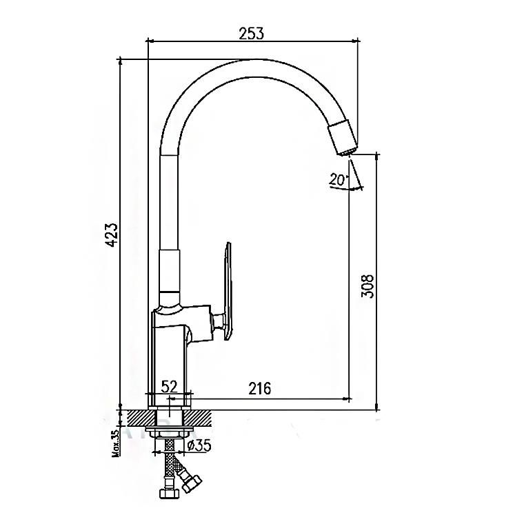 Смеситель для мойки HAIBA HB73548-7 черный, хром 1/2 - фото 2