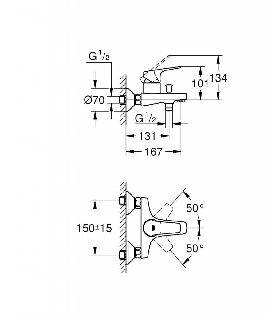 Смеситель для ванны GROHE BAUFLOW без аксессуаров 23756000 - фото 2