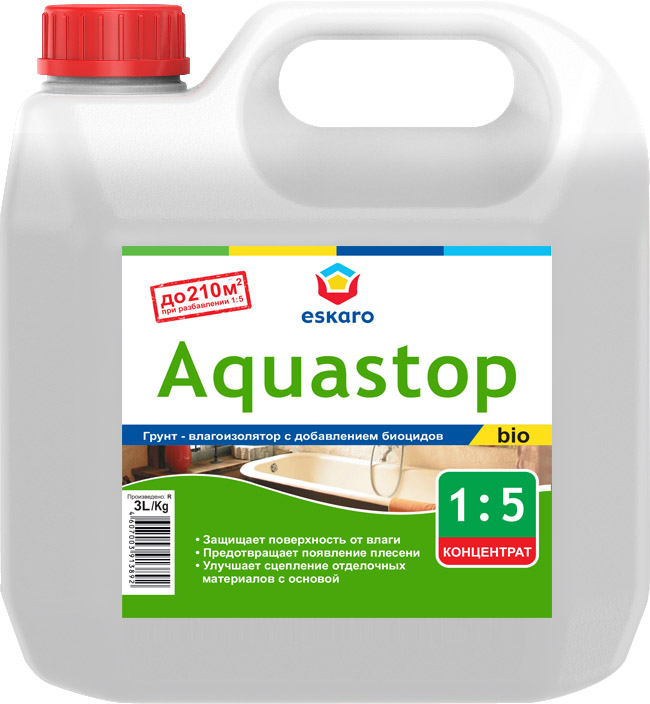 Акриловый грунт-влагоизолятор Eskaro Aquastop Bio, 3 л