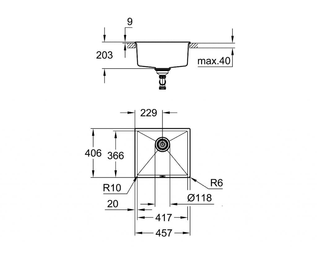 Мойка GROHE 457*406 K700U 50-C 45,7/40,6 1.0 31653AT0 - фото 2