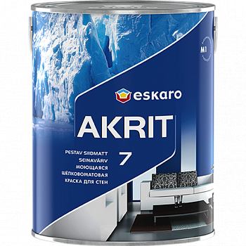 Моющаяся шелковоматовая краска для стен Eskaro Akrit 7 (База TR - прозрачная) 2,7 л