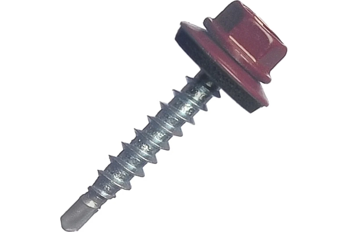 Саморез кровельный ПрофКрепёж RAL 3005 (винно-красный) 5.5*19 мм (200 шт)