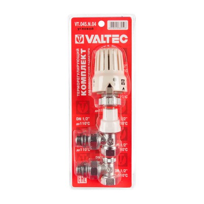 Комплект терморегулирующего оборудования для радиатора Valtec VT.045 угловой 1/2" (термостатическая головка, термостатический и запорный клапаны)