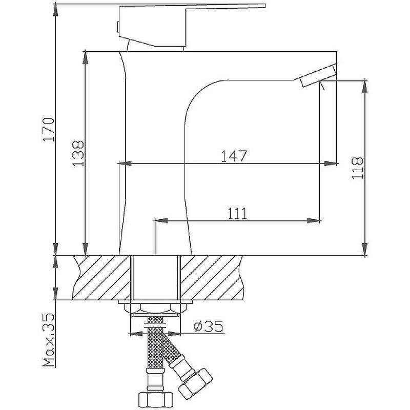 Смеситель для умывальника HAIBA HB10802 нержавеющая сталь 1/2 - фото 2