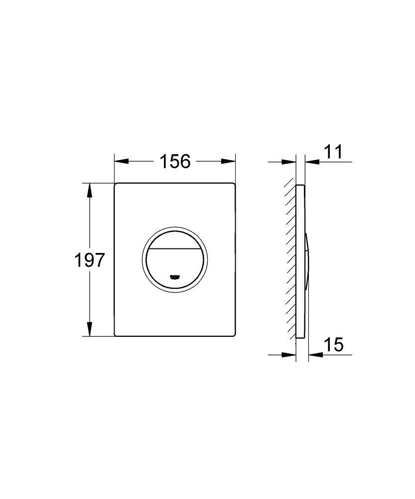 Клавиша двухрежимная GROHE Nova Cosmo 156*197 черый глянец 38847KIO - фото 6