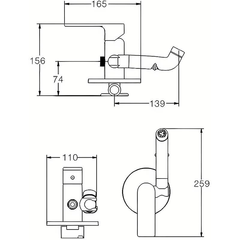 Смеситель для биде HAIBA HB55505 настенный с гигиеническим душем - фото 2