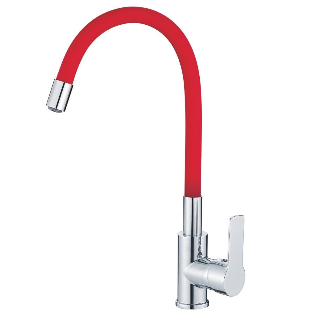 Смеситель для мойки HAIBA HB70112-6 красный, гибкий излив 1/2