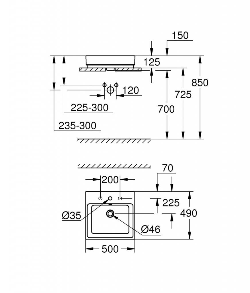 Умывальник мебельный GROHE CUBE CERAMIC 50 3947800H - фото 2