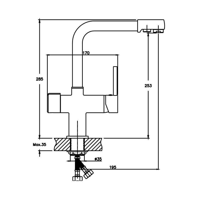 Смеситель для мойки HAIBA HB70088 с каналом для фильтра 1/2 - фото 2