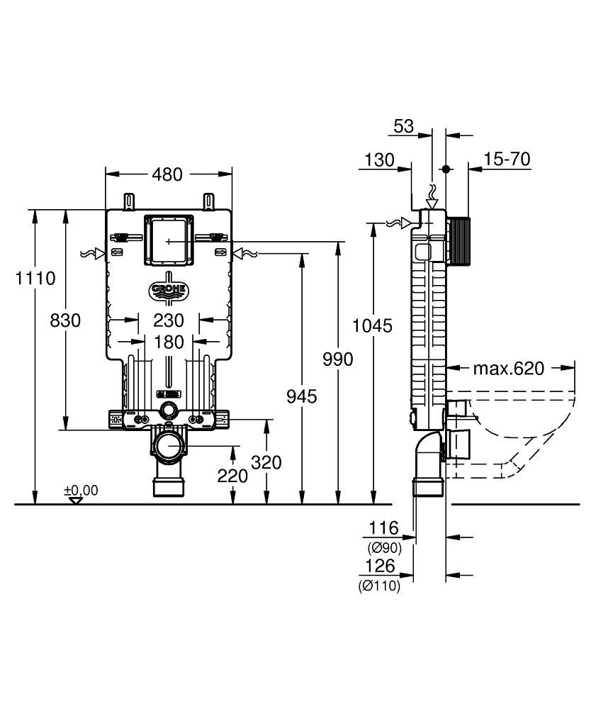 Бачок GROHE GD 2 скрытого монтажа 38643001 - фото 2