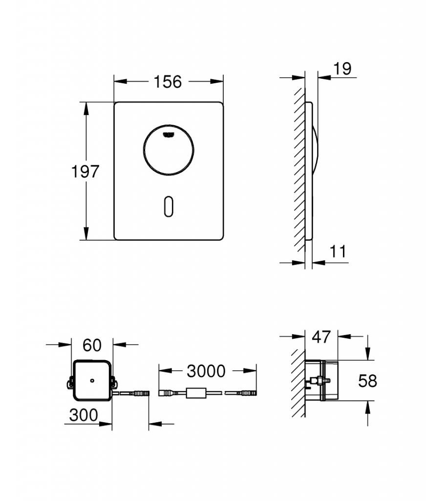Клавиша GROHE Tectron Skate сенсорная 230V 37419000 - фото 2