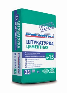 РУСГИПС Штукатурка цементная No 15, водо/морозостойкая, 25 кг