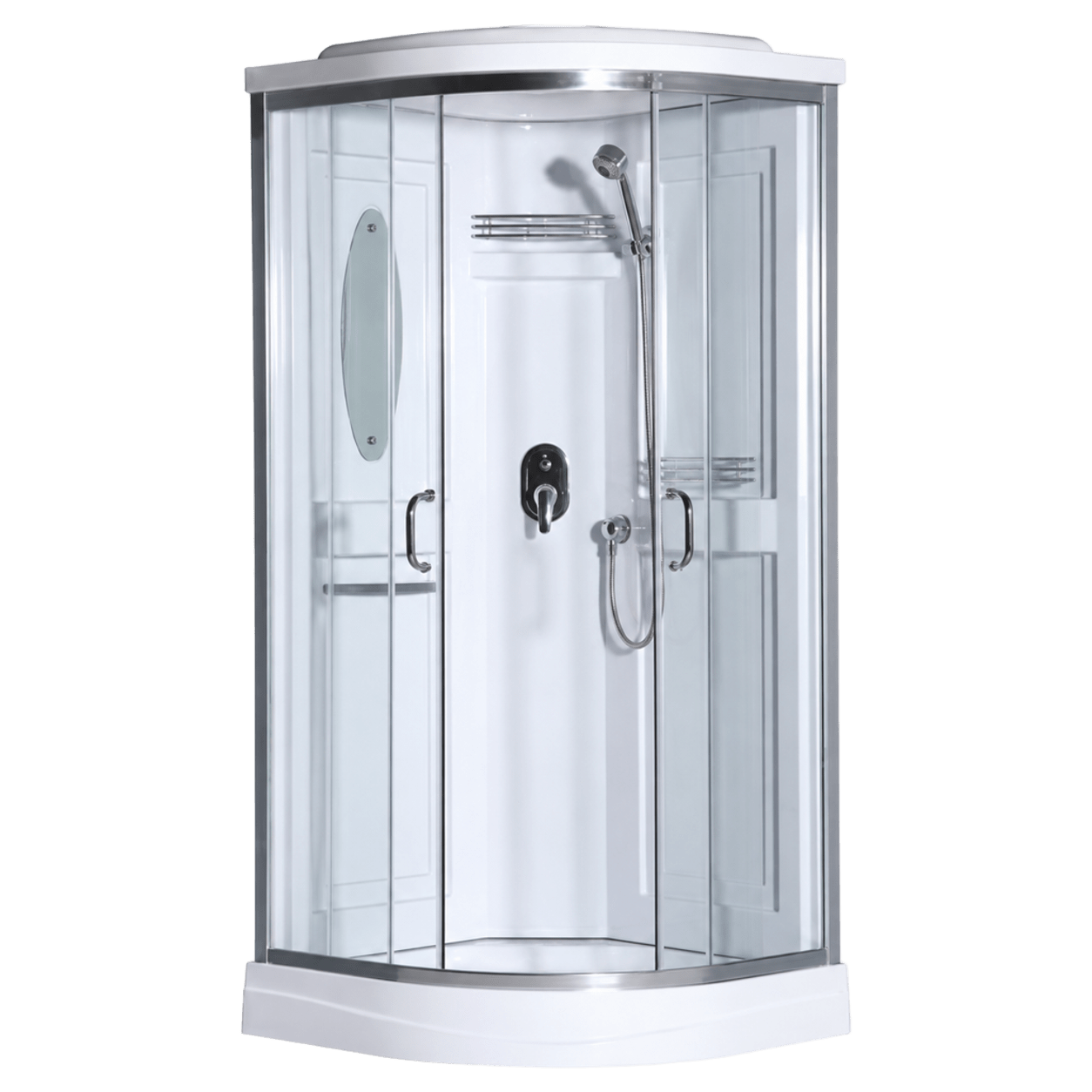 Душевая кабина AOCLEAR 90/208 A-034S (напольная, матовая, хромированная, акриловая, полукруглая)