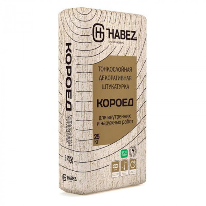 HABEZ Штукатурка декоративная "КОРОЕД", 2,5 мм, 25 кг, серая