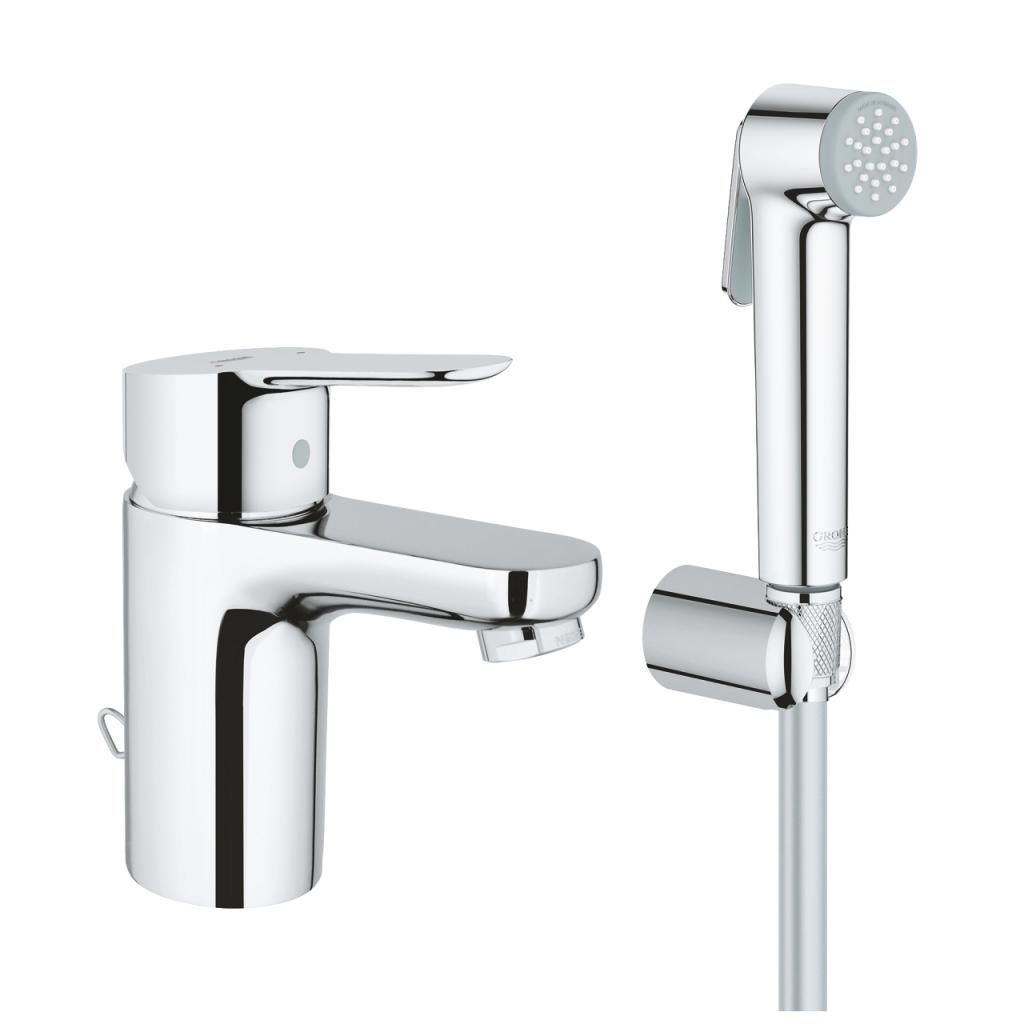 Смеситель для умывальника GROHE BAUEDGE с гигиеническим душем 3/8 23757000