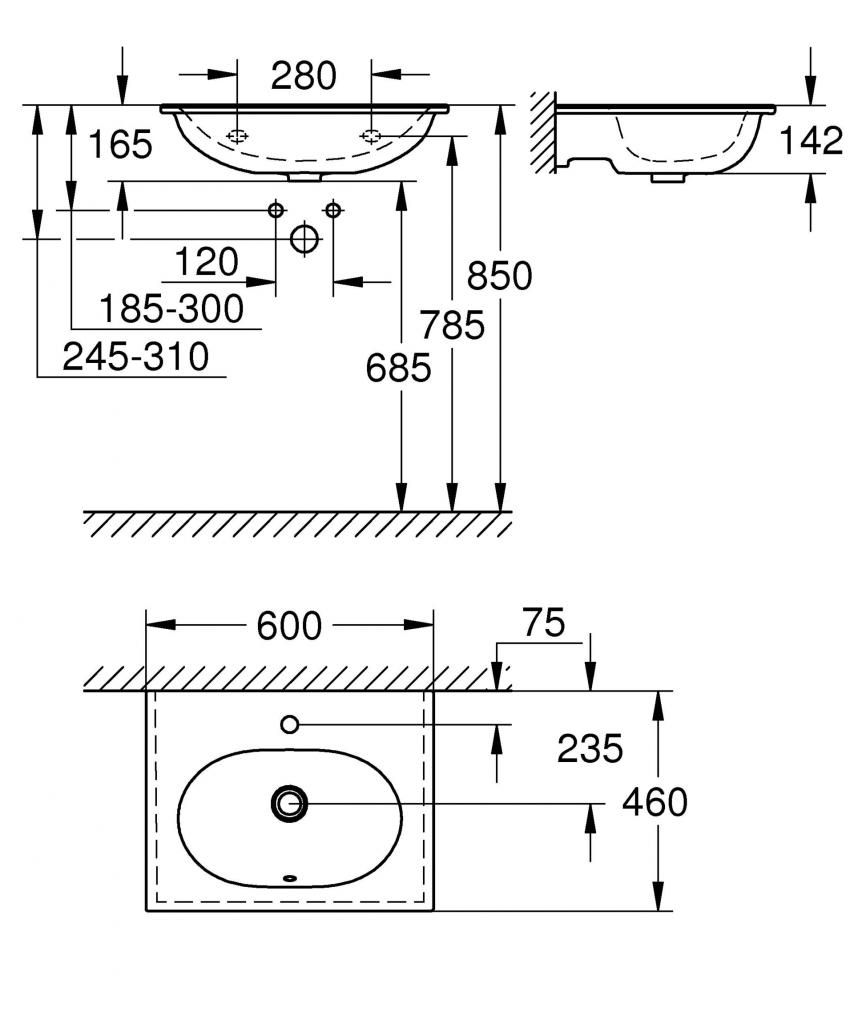 Умывальник мебельный GROHE ESSENCE CERAMIC 60 3956800H - фото 3