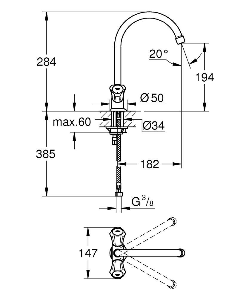 Смеситель для мойки GROHE COSTA L 3/8 31831001 - фото 2